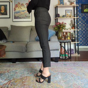 EXPRESS Charcoal Grey Stretch Ankle Cigarette Pant, Size 0-4 - Cropped Trousers